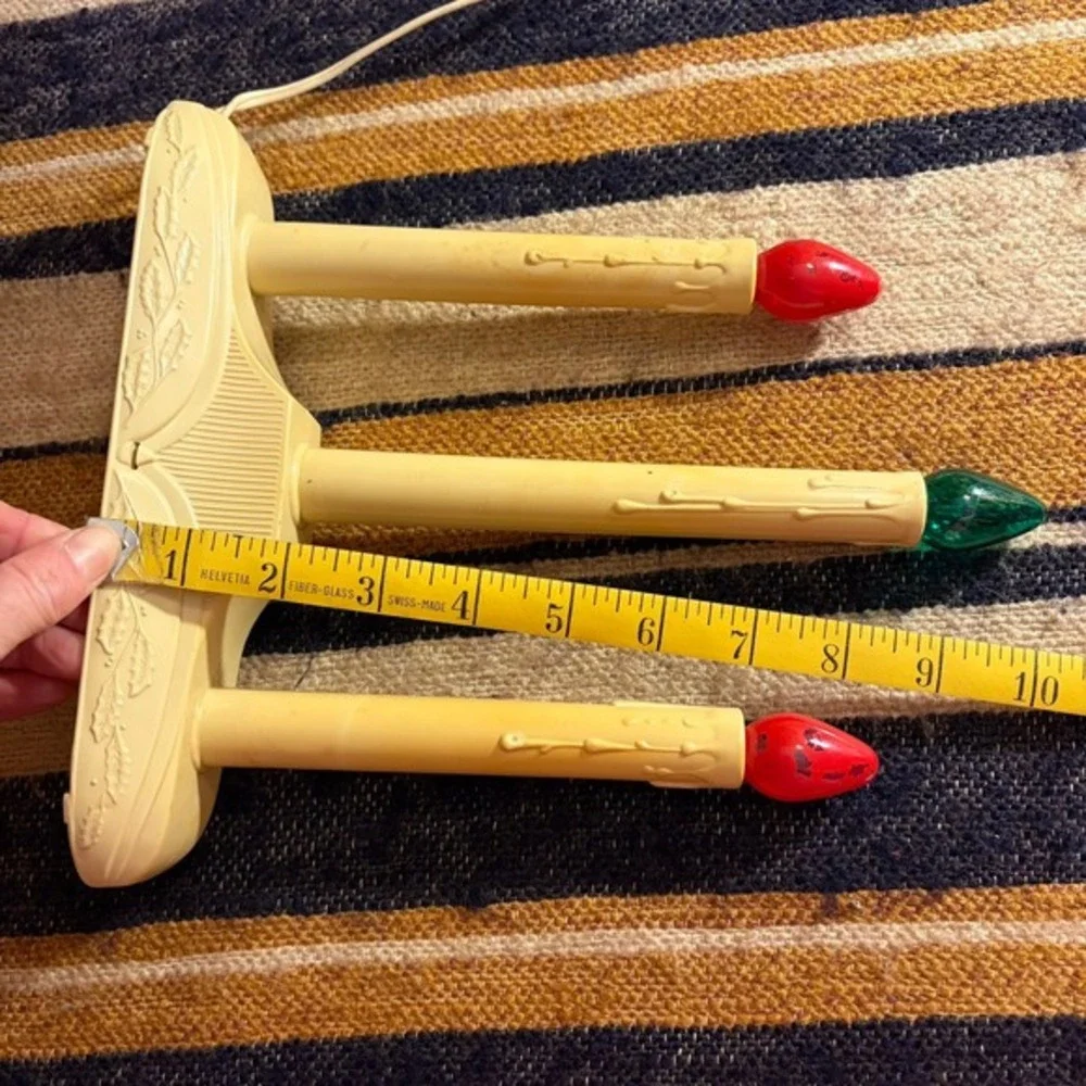 Vintage Christmas 3‎ Light Electric Candelabra Plastic Window Candle UNTESTED